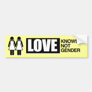LOVE KNOWS NOT GENDER -.png Bumper Sticker