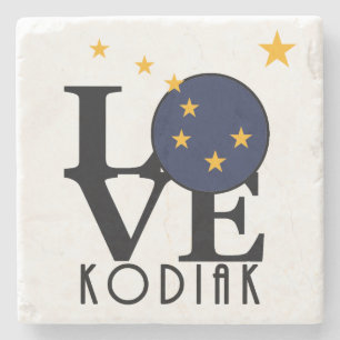 LOVE Kodiak Alaska Stone Coaster