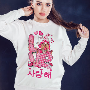 Love Korean Cute Gnome Pink Valentine  Sweatshirt