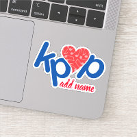 Love Kpop Name Sticker in Red & Blue