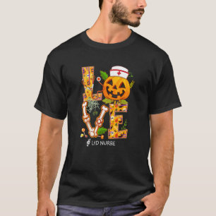 Love L&d Nurse Halloween Skeleton Pumpkin Stethosc T-Shirt