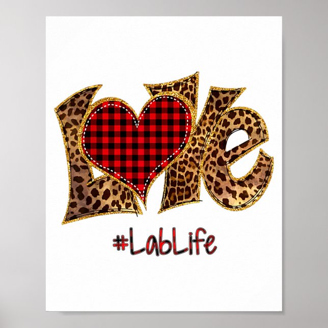 Love Lab Life Leopard Mixed Flannel Valentines Day Poster (Front)
