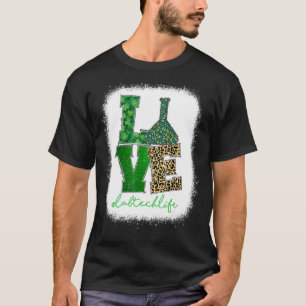 Love Lab Tech Life Shamrocks Leopard Happy St Patr T-Shirt