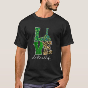 Love Lab Tech Life Shamrocks Leopard Happy St Patr T-Shirt