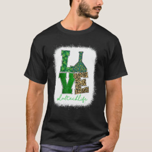 Love Lab Tech Life Shamrocks Leopard Happy St Patr T-Shirt