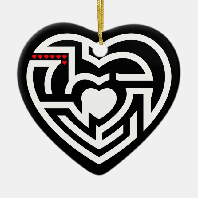 love labyrinth ceramic tree decoration (Front)