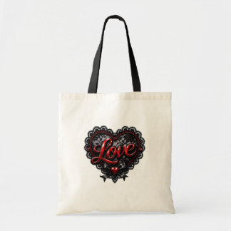 Love Lace Heart Tote Bag
