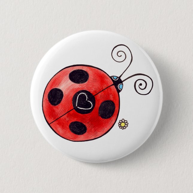 Love Ladybug 6 Cm Round Badge (Front)