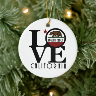 LOVE Laguna Beach California Ceramic Tree Decoration