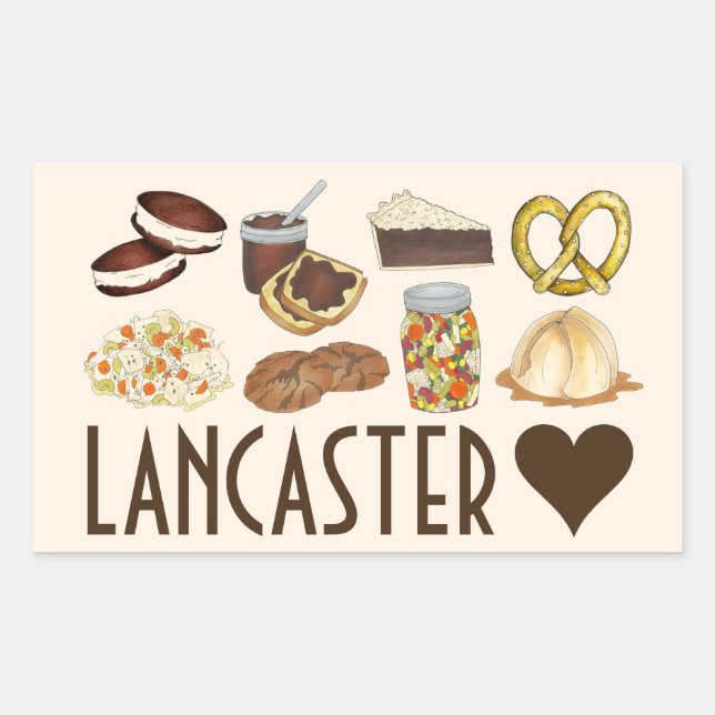 Love Lancaster PA Pennsylvania Dutch Amish Foods Rectangular Sticker (Front)