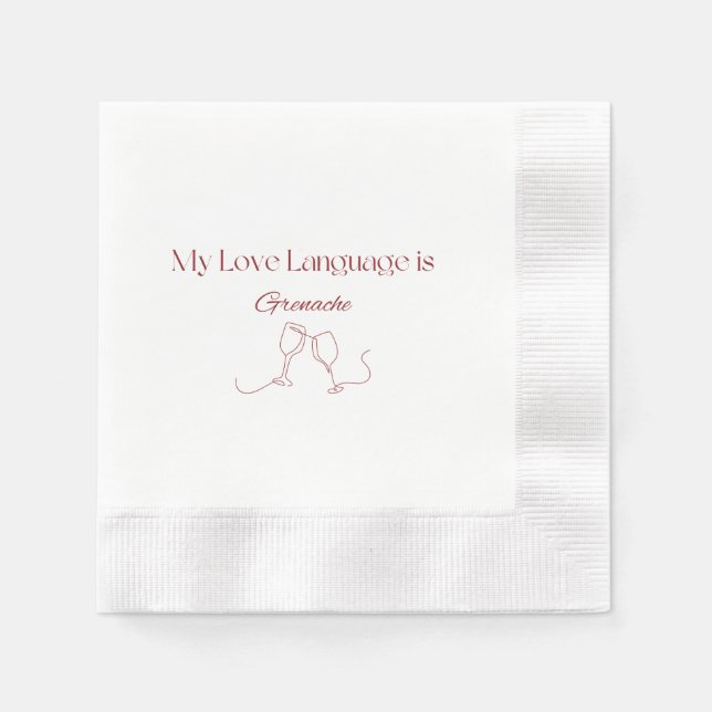 Love Language: Grenache Cocktail Napkins (Front)