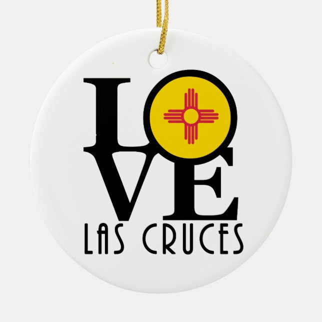 LOVE Las Cruces NM Ceramic Tree Decoration (Front)