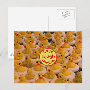 Love Laugh Forgive Rubber Ducks Inspirational  Postcard