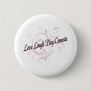 Love Laugh Play Canasta Red 6 Cm Round Badge