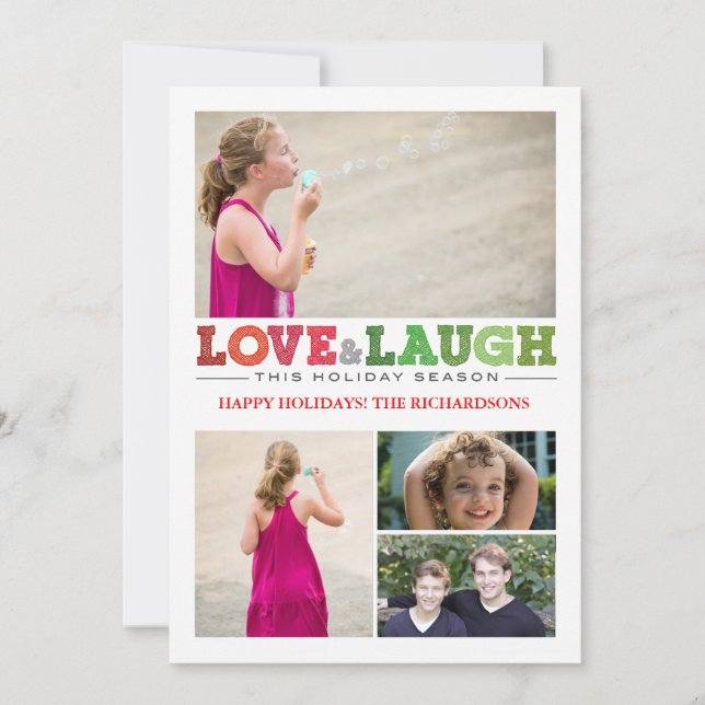 Love + Laugh x4 Holiday Card (Front)