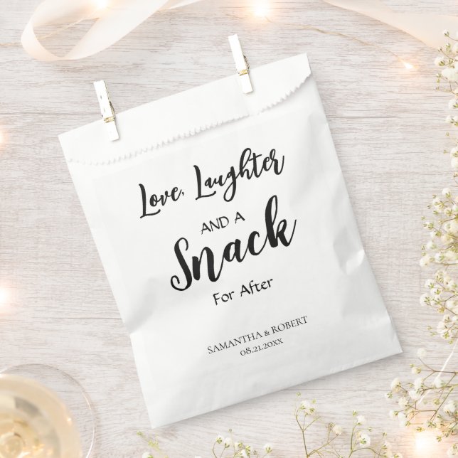Love. Laughter & a Snack Wedding Favor Bag (Clipped)