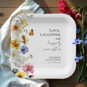 Love, laughter, and happily ever after Wedding Paper Plate