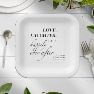 Love, laughter, and happily ever after Wedding Paper Plate