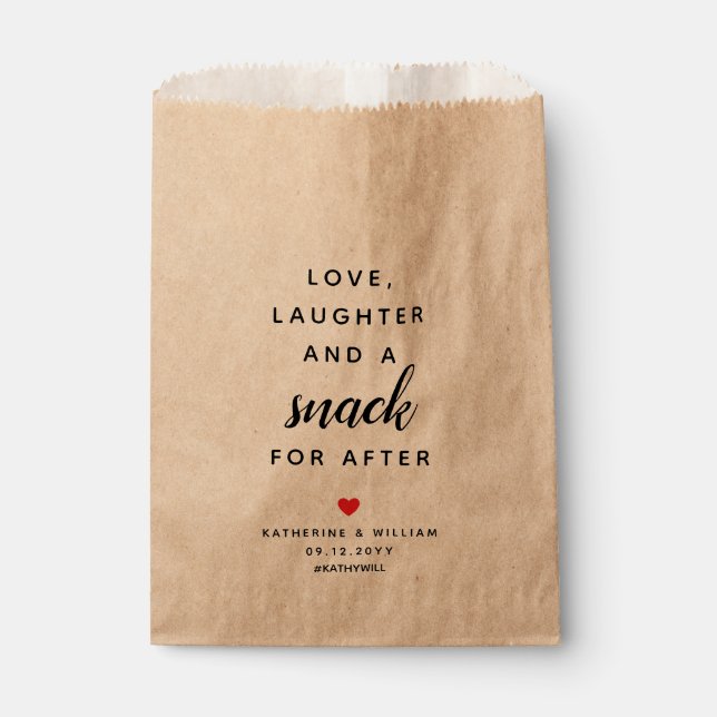 Love, Laughter And Snack for After Wedding Snack  Favour Bags (Front)