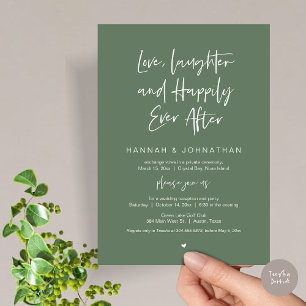 Love, Laughter, Black, Wedding Elopement Party Invitation