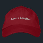 Love & Laughter Custom Text Charming Stylish Hat<br><div class="desc">Introducing the "Love & Laughter" Hat,  a charming and stylish accessory designed to celebrate the joyous union of love. 

Hat Colour: Red

You can customise the design.</div>