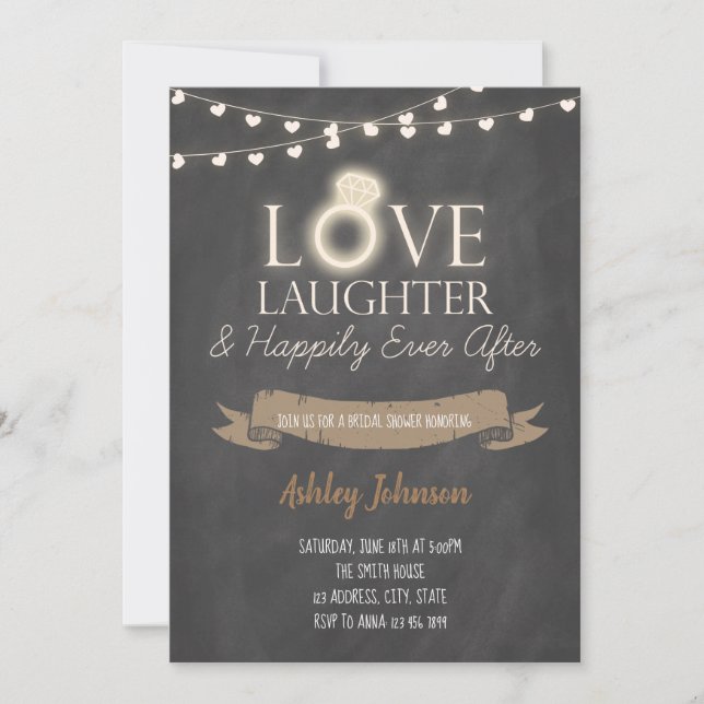 Love laughter happily ever after invite (Front)