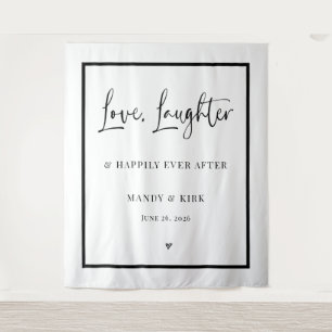 love laughter happily ever after Wedding Backdrop  Tapestry