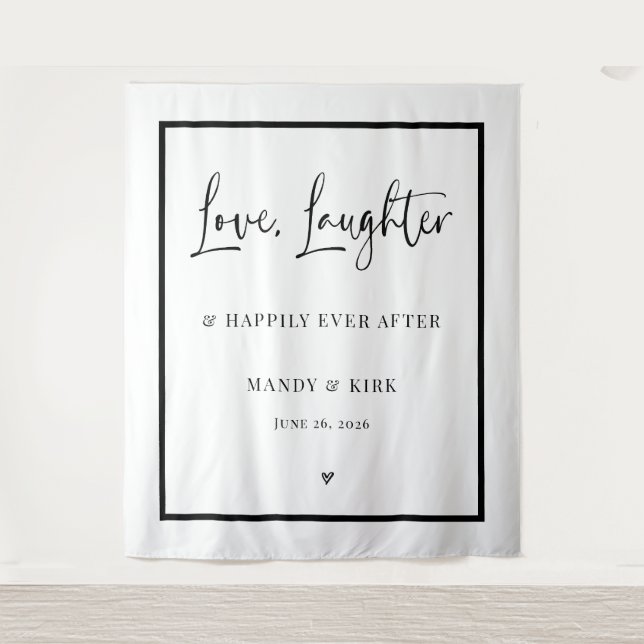 love laughter happily ever after Wedding Backdrop  Tapestry (Front)