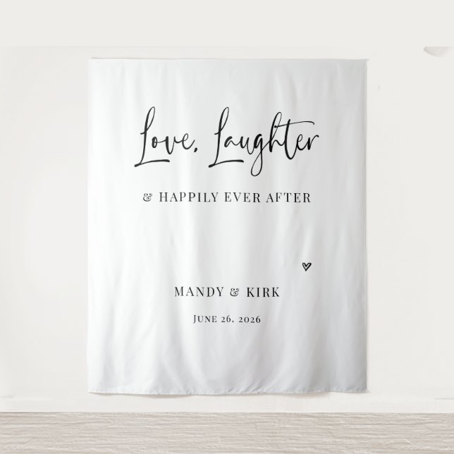 love laughter happily ever after Wedding Backdrop  Tapestry (Front)