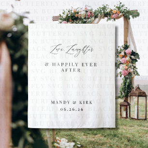 Love Laughter & Happily Ever After Wedding Banner Tapestry