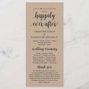 Love laughter Happily ever after, Wedding Ceremony Programme