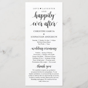 Love laughter Happily ever after, Wedding Ceremony Programme
