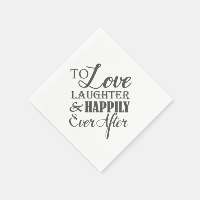 Love Laughter Happily Ever After Wedding Napkin (Corner)