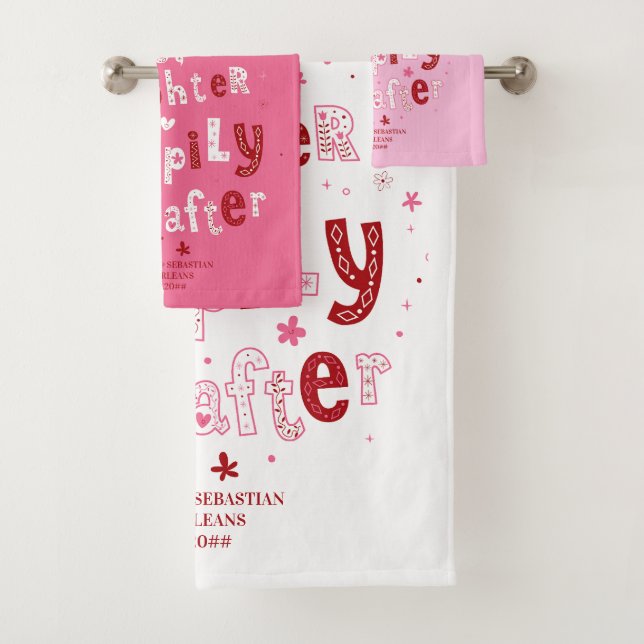 Love Laughter Happily Ever Personalised Wedding Bath Towel Set (Insitu)