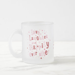 Love Laughter Happily Ever Personalised Wedding Frosted Glass Coffee Mug