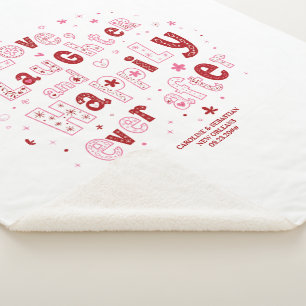 Love Laughter Happily Ever Personalised Wedding Sherpa Blanket