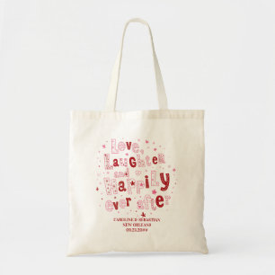 Love Laughter Happily Ever Personalised Wedding Tote Bag