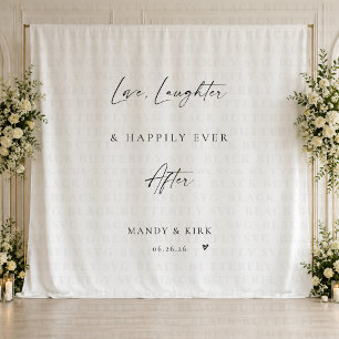 Love Laughter Happily Ever Wedding Backdrop Banner Tapestry