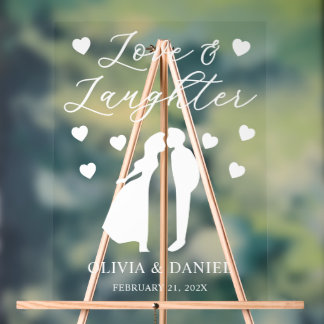 Love & Laughter Personalized Wedding Reception Acrylic Sign