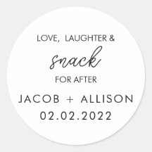Love Laughter & snack  elegant wedding favour