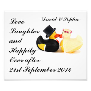 Love Laughter Wedding Ducks Photo Print