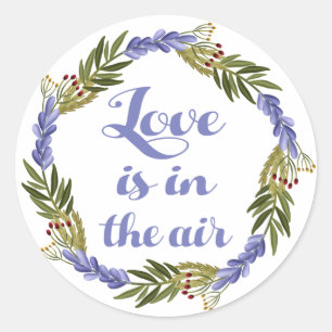 Love Lavender Flower Purple Floral Wreath Classic Round Sticker