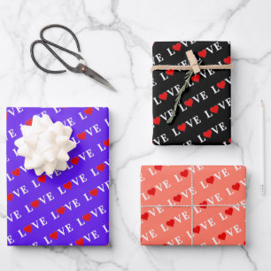 LOVE Lavender Orange Black Wrapping Paper Sheet