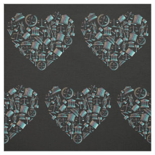 Love Law - Minimalist Lunar Green Heart Fabric