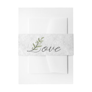 Love Leaf on White Abstract Invitation Belly Band