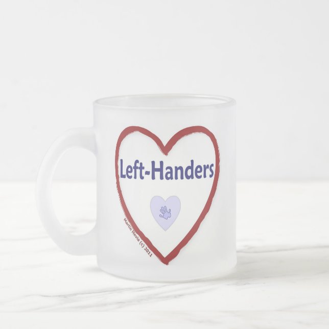 Love Left-Handers Frosted Glass Coffee Mug (Left)