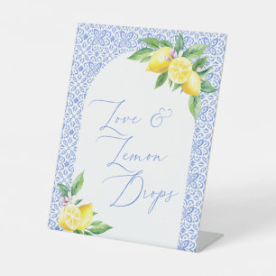 Love & Lemon Drops Italian Blue Tile Positano Pedestal Sign