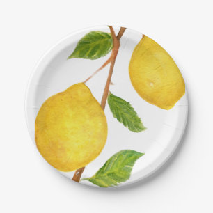 Love Lemons Watercolor Paper Plates