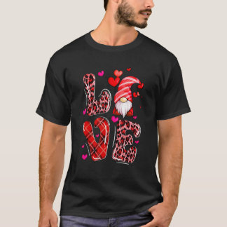 LOVE Leopard Buffalo Plaid Gnome Hearts Funny Vale T-Shirt