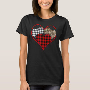 Love Leopard Buffalo Red Plaid Heart Happy Valenti T-Shirt